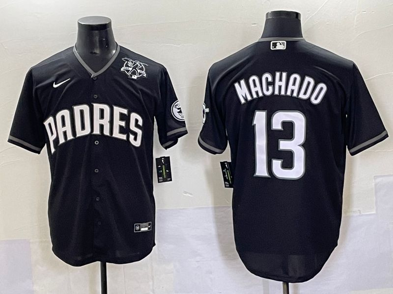Men 2025 San Diego Padres #13 Machado Black Game Nike MLB Jersey style 7036